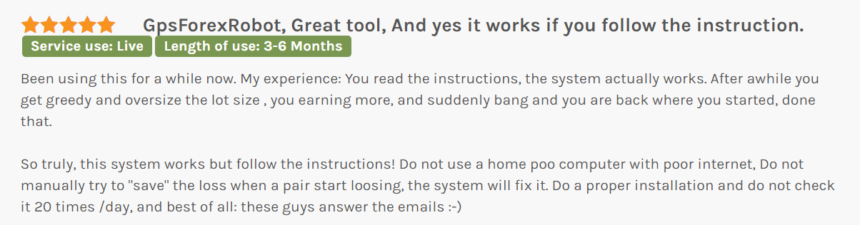 gps forex robot review from customer