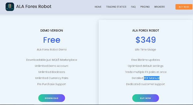 ALA Forex Robot Product Offering