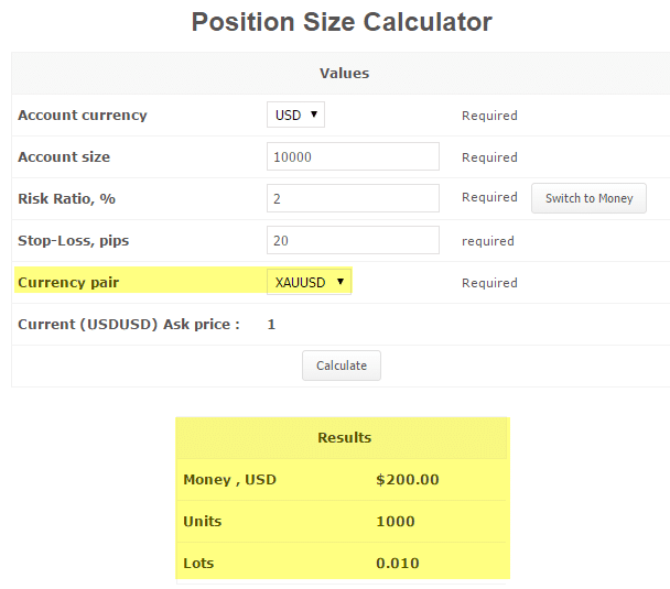 position size calculator