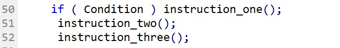 Same if Statement that Fig.59 with if-statement and instruction on the same line of code