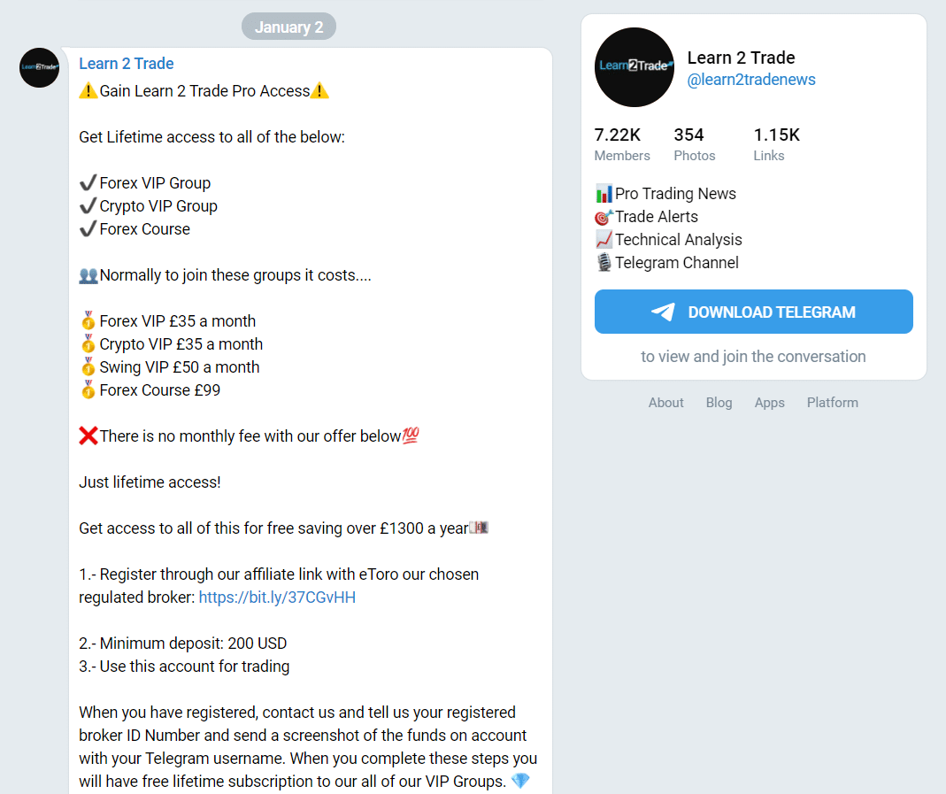 Learn2Trade Telegram channel