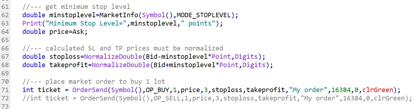 Example of the use of comment to ignore a line of code for testing purposes.