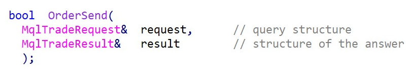 OrderSend() function in MQL5 language