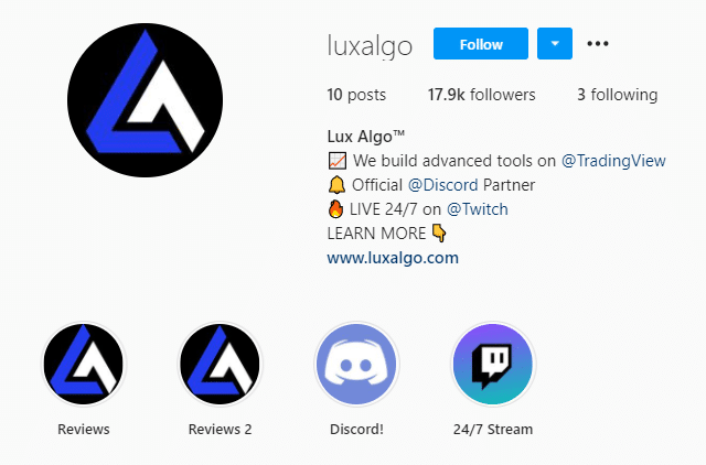 Lux Algo - Instagram page