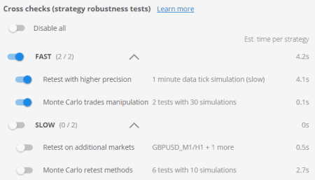 StrategyQuant X Cross Checks test