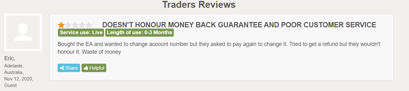 Yeti Forex Robot Customer Reviews