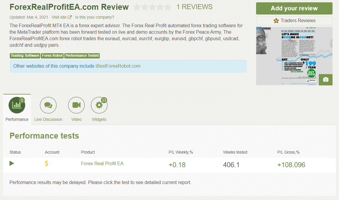 Forex Real Profit EA Customer Reviews