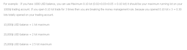 Forex GDP. Lot size depends on the trading balance. Thus, if you have a $1000 balance, then 0.10 lot is the maximum running Lot for trading $1K