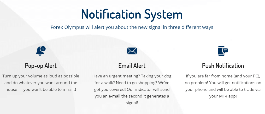 Forex Olympus. We can receive notifications via a pop-up, email alerts, and push notifications.