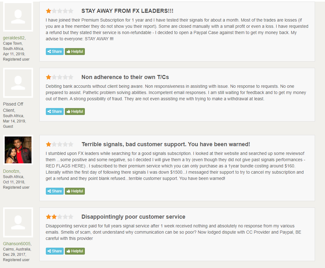 FX Leaders Customer Reviews