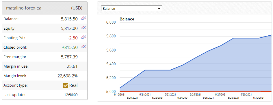 Matalino Forex EA Trading Results