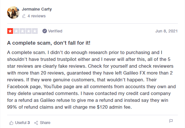 Galileo FX customer reviews