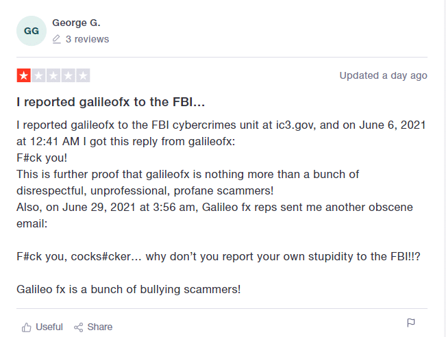 Galileo FX customer reviews