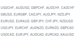The currency pairs that Prop Firm EA works on.