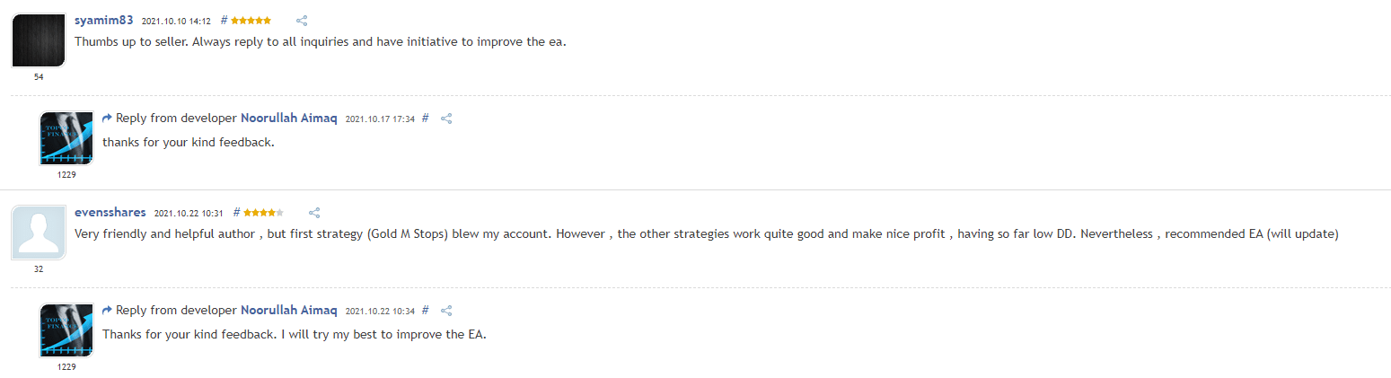 User reviews for GOLD M STOPS on MQL5.