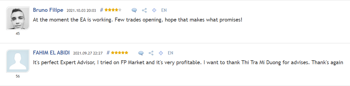 Traders testimonials.