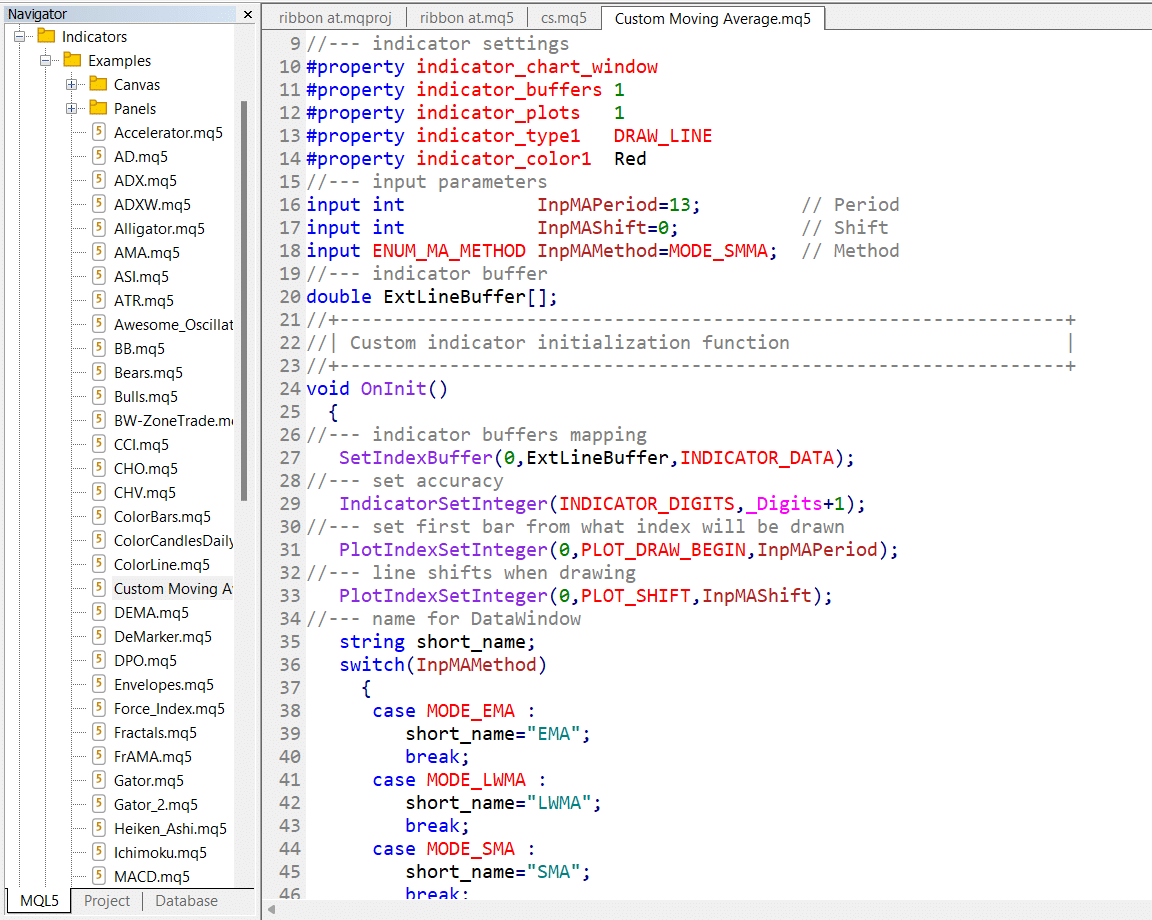 example of custom indicator code