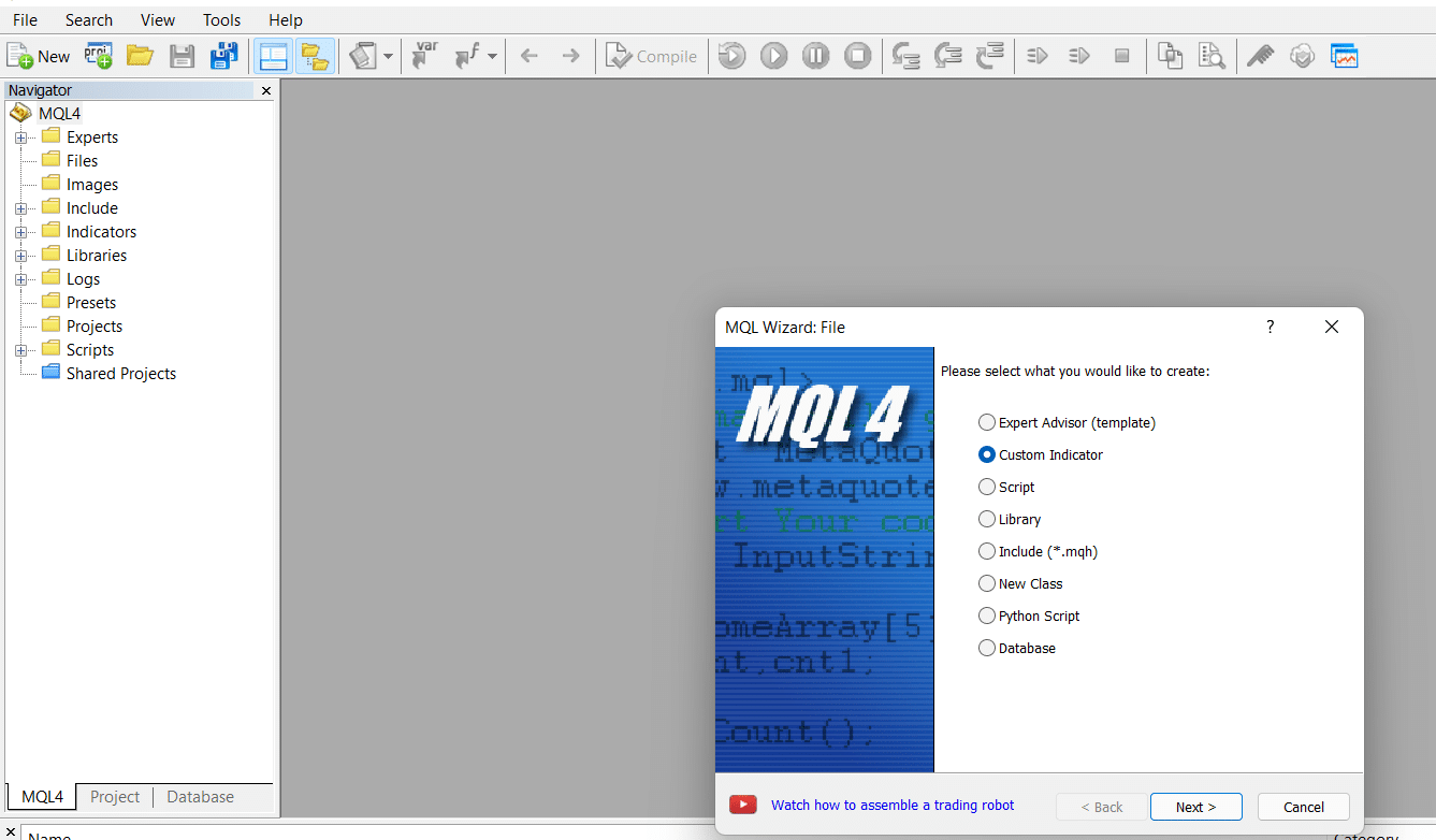MQL 4 setup wizard