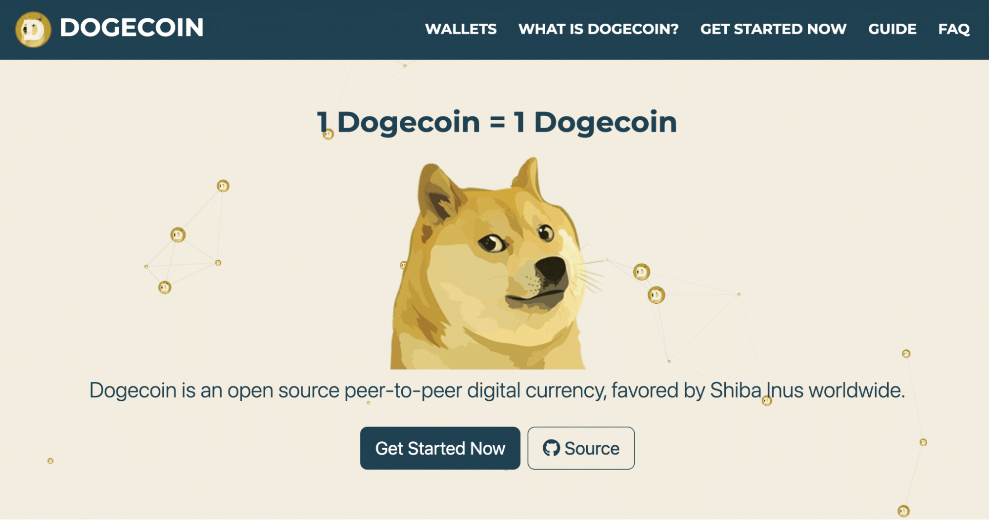 Dogecoin’s homepage