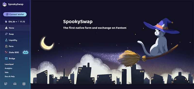 SpookySwap home page.