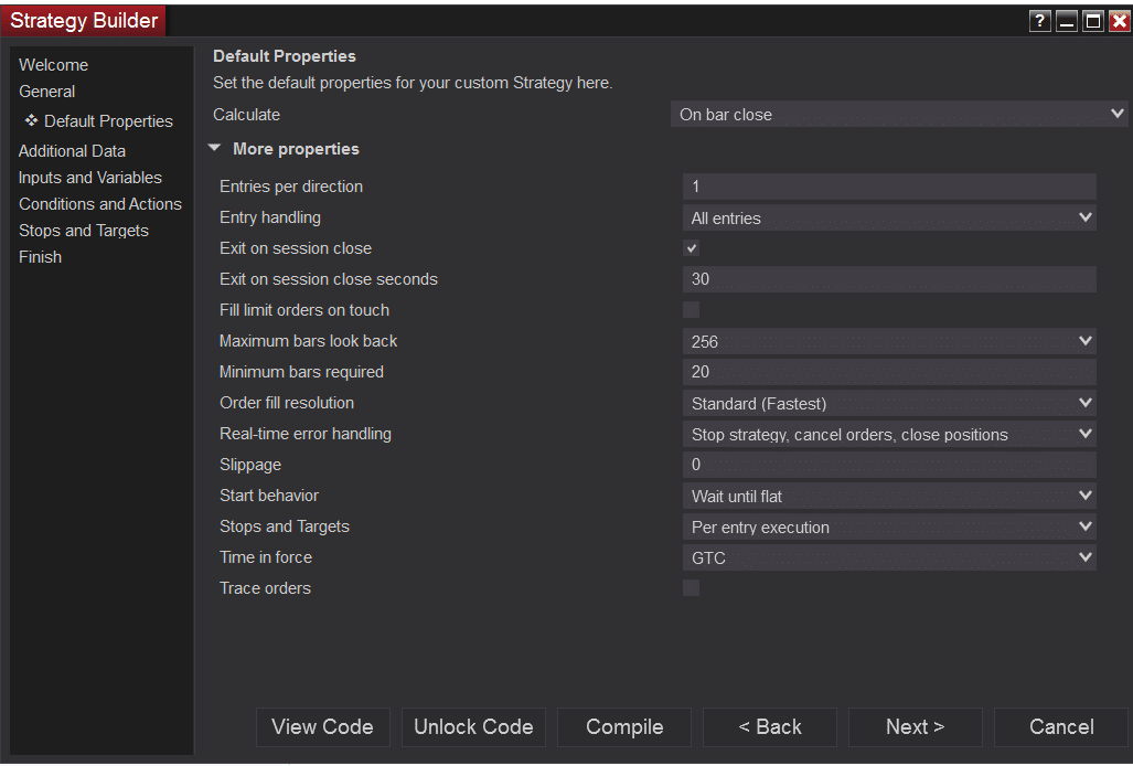 Default properties