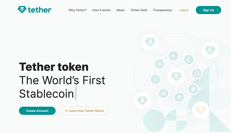 Tether’s homepage