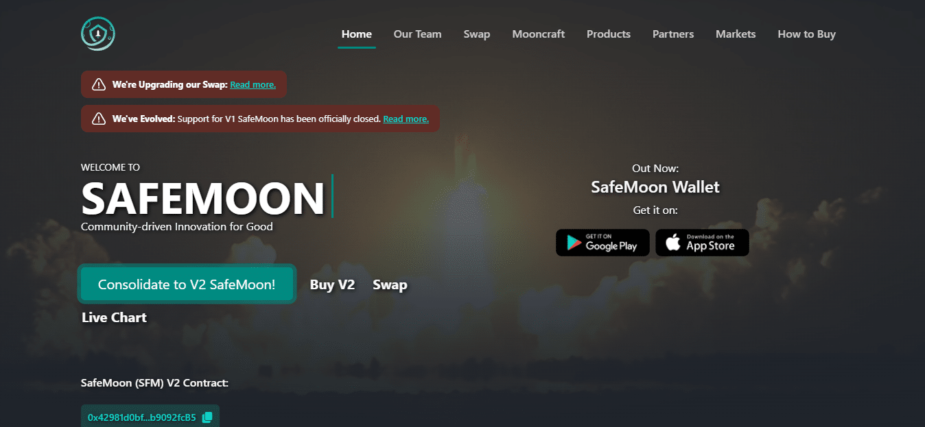 The SafeMoon website.