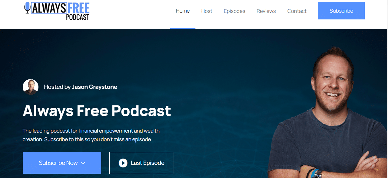 The Always Free podcast’s landing page.
