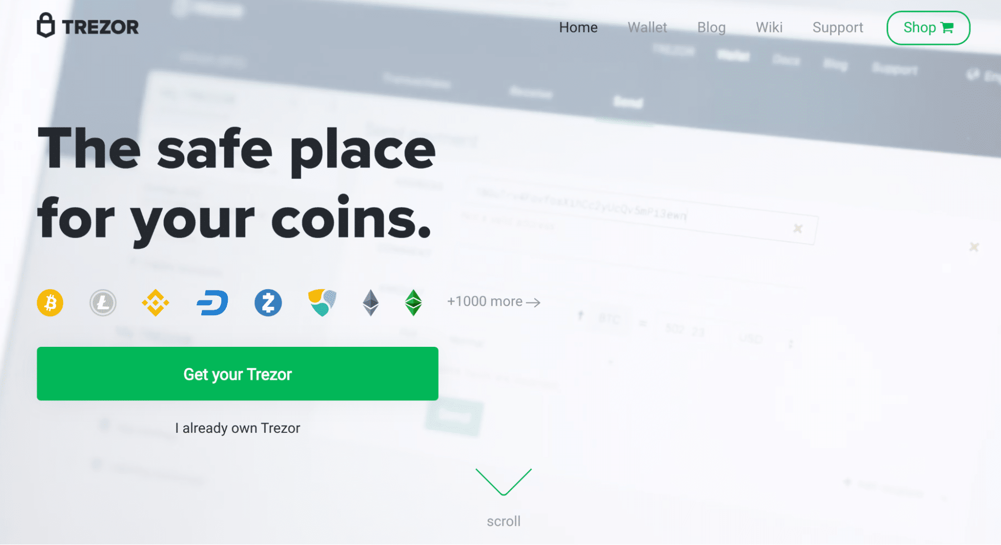 Trezor’s homepage