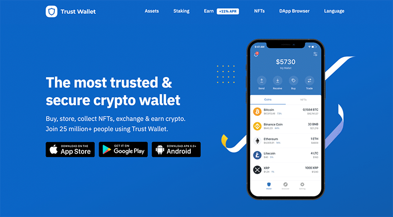 Trust Wallet’s homepage