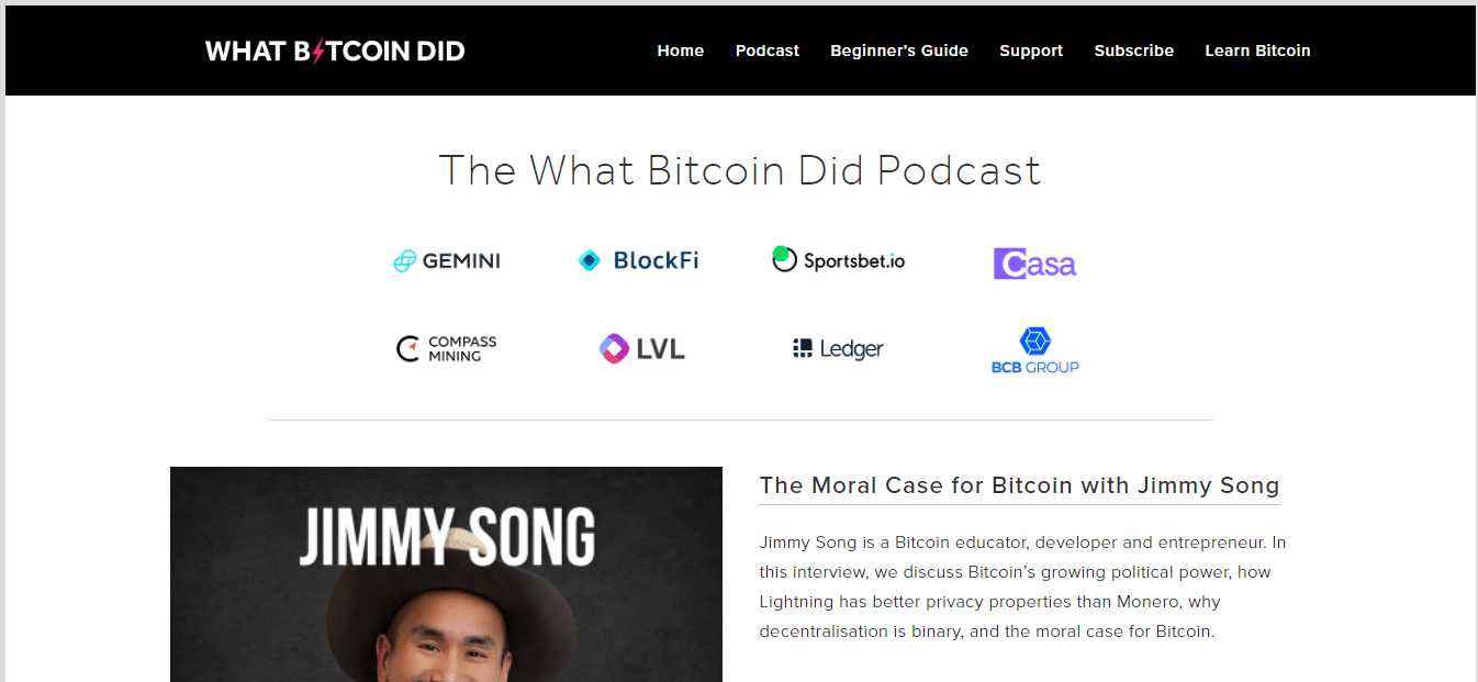 The What Bitcoin Did official website.