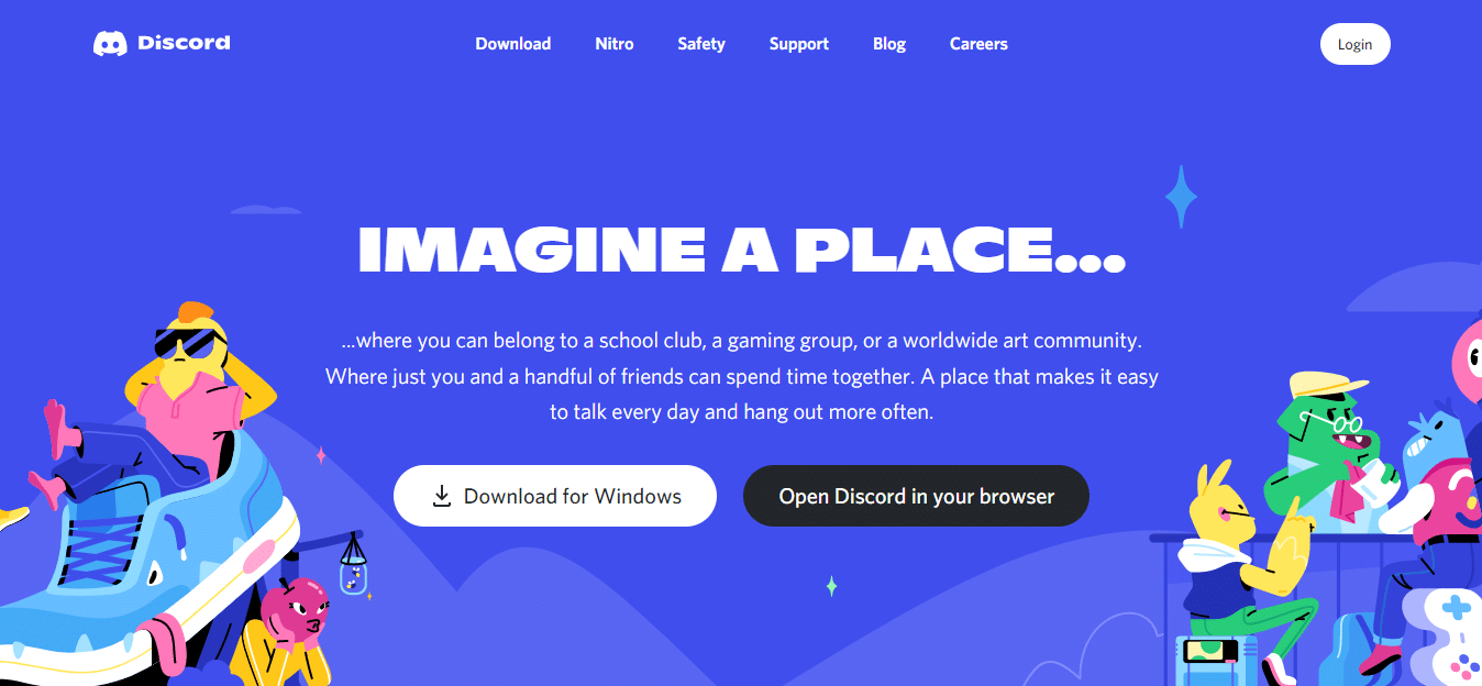 The Discord landing page.