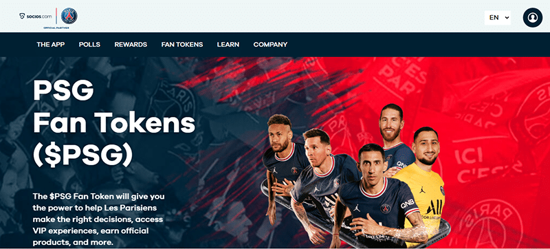 The $PSG page on Socios.