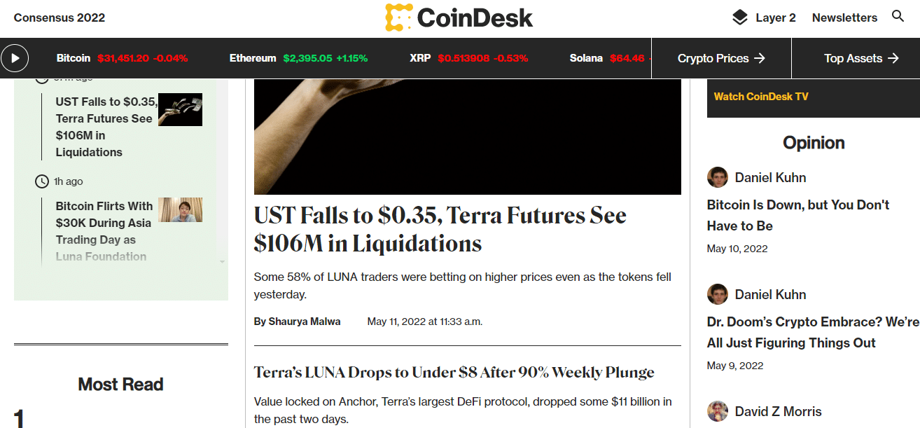 CoinDesk home page