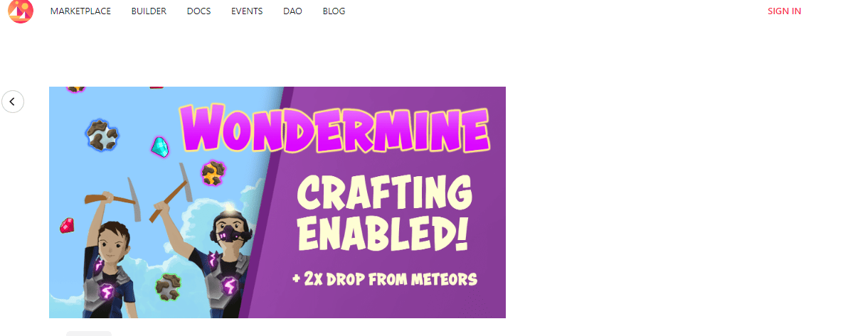 WonderMine Crafting home page
