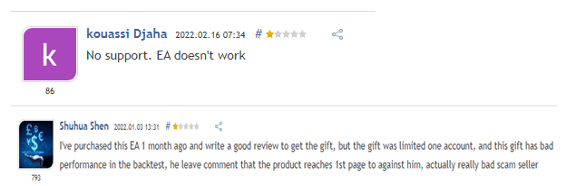 Negative user reviews. 