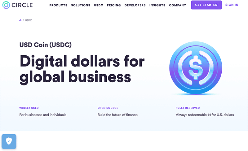 USD Coin’s homepage