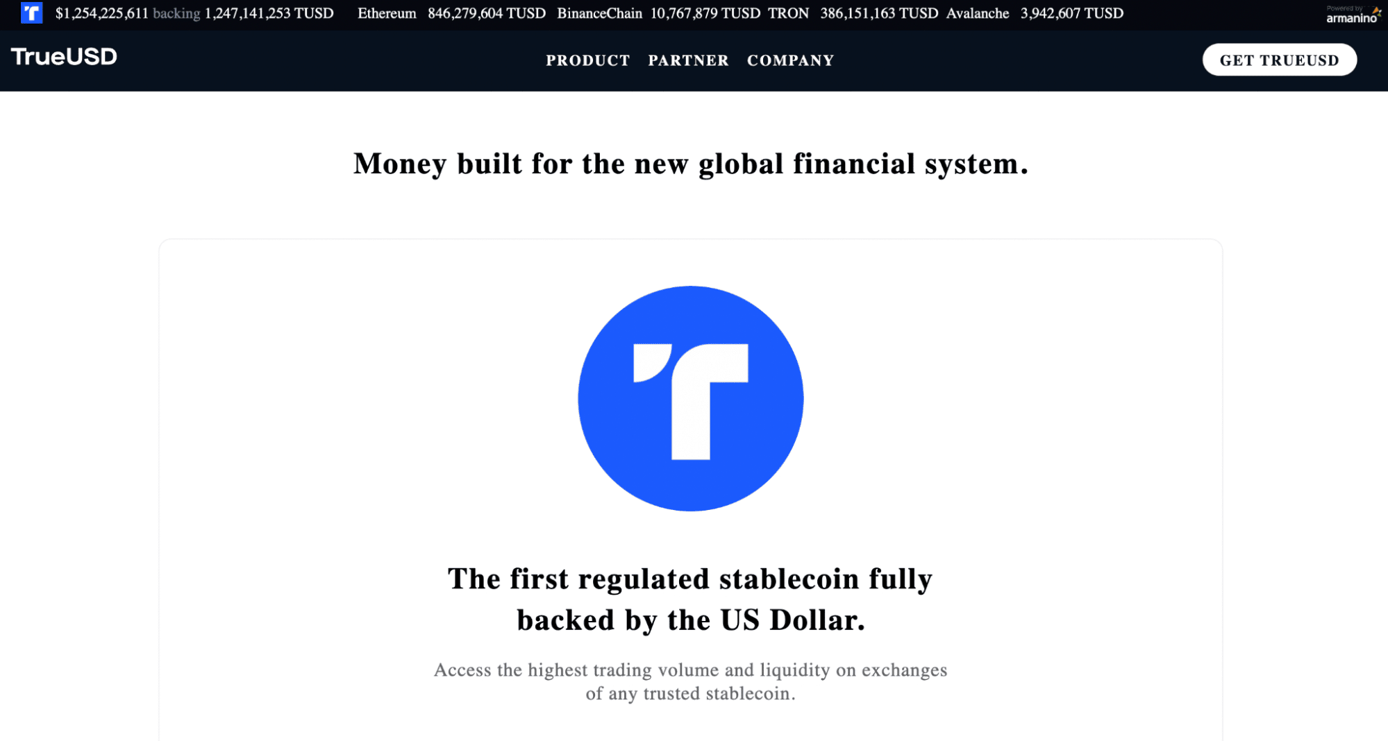 TrueUSD’s homepage